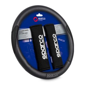 FORRO VOLANTE SPARCO NEGRO CON PADS PARA CINTURON