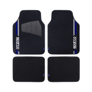 SPARCO SET ALFOMBRAS PVC TELA 4 PIEZAS NEGRO AZUL