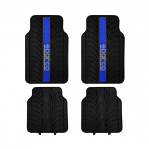 SPARCO SET ALFOMBRAS PVC 4 PIEZAS NEGRO AZUL (franja centro)