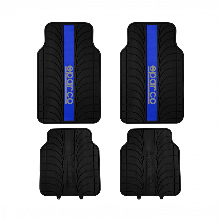 SPARCO SET ALFOMBRAS PVC 4 PIEZAS NEGRO AZUL (franja centro)